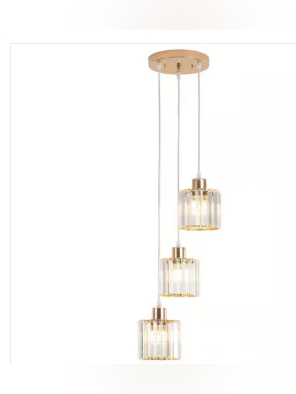 New Modern Triple Glass chandelier Pendant Light - rose gold